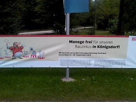 Das Begrüßungsschild am Eingang